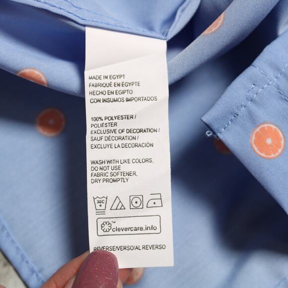 Izod Mens Breeze Orange Print Button Down Shirt Moisture Wicking Blue Size S - Picture 8 of 9